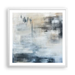 Poster in een witte lijst - Achter het blauwe gordijn - 60x60 cm
