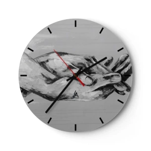 Wandklok - Klok - Symbolische handen in grijstinten vastgelegd op een artistieke manier - 30x30cm - Begin… - Moderne wanddecoratie voor woonkamer, keuken en slaapkamer ARTTOR
