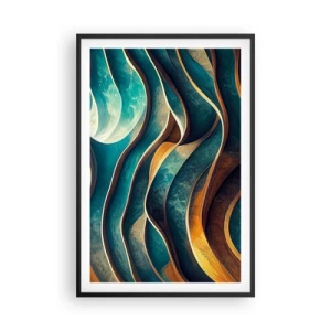 Poster in een zwarte lijst - Meanders van blauw - 61x91 cm