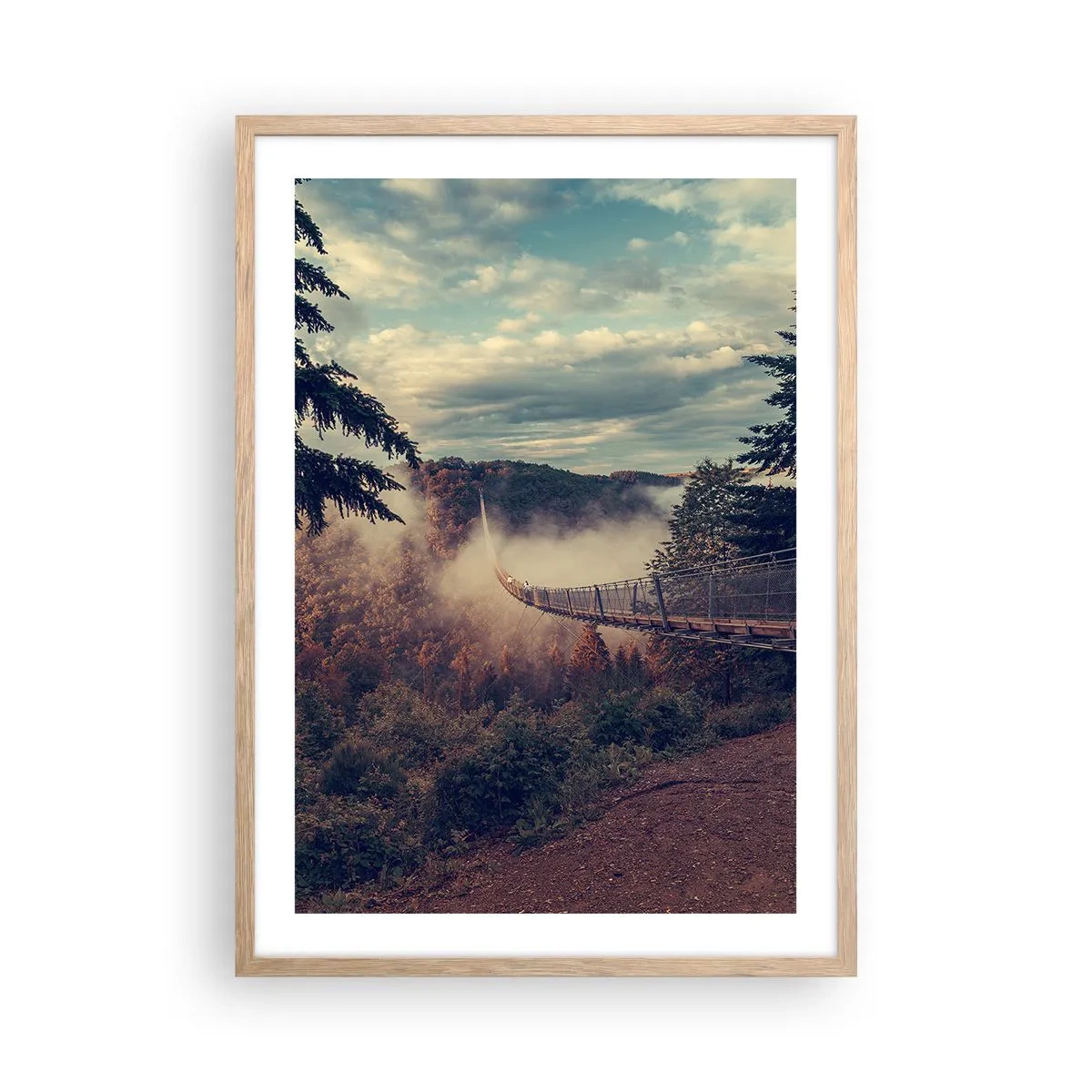 Een poster in een licht eiken lijst - Boven het herfstbos - 50x70 cm