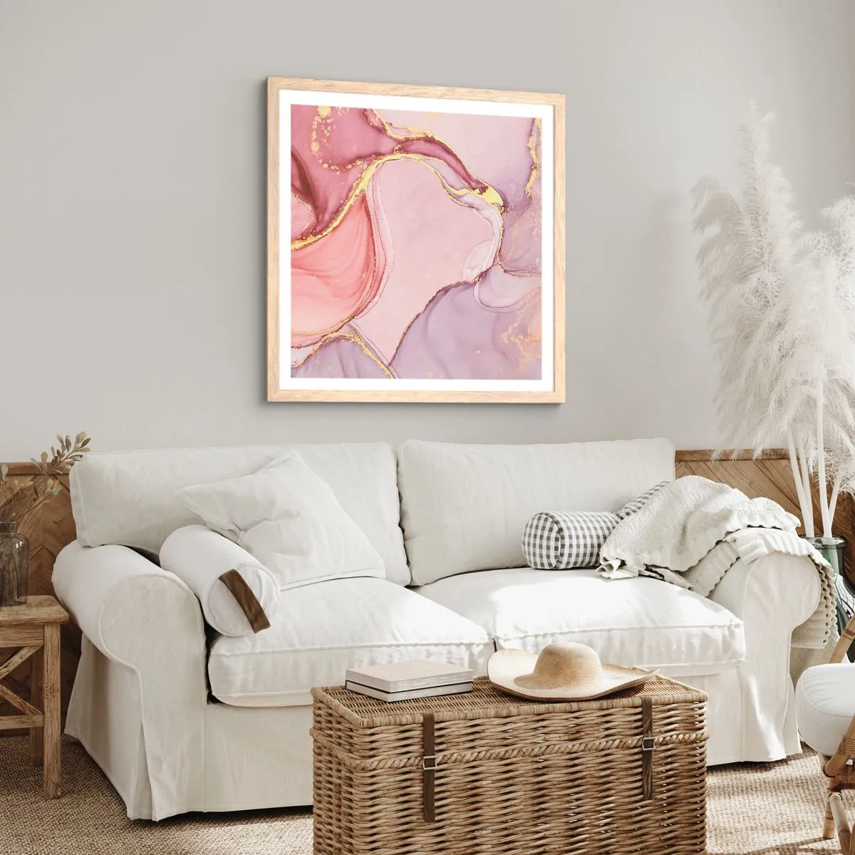 Een poster in een licht eiken lijst - Een streling van kleuren - 50x50 cm