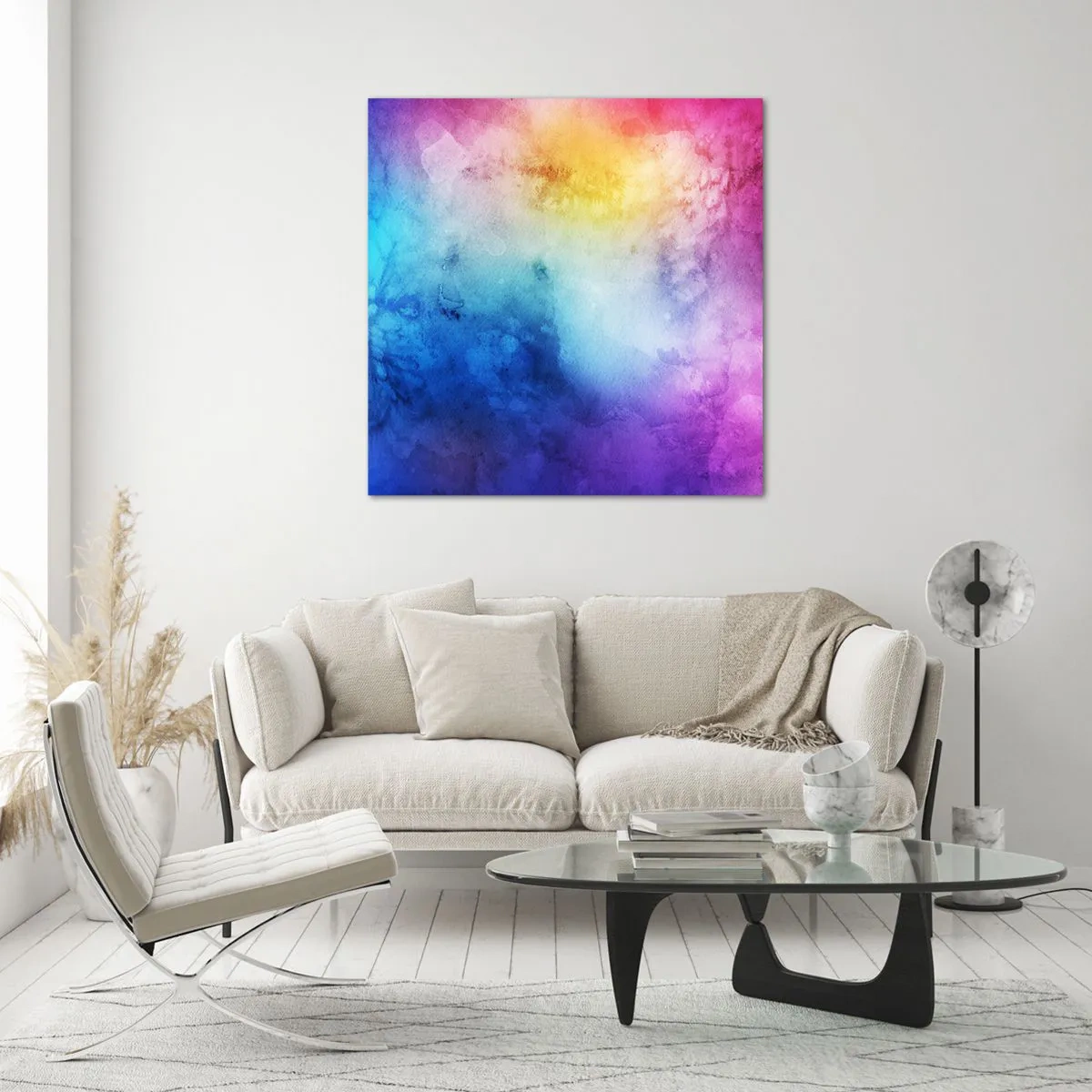 Schilderen op glas - Bijna in de wolken - 70x70 cm