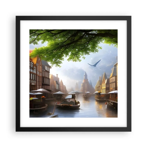 Poster in een zwarte lijst - Hollands stadsbeeld - 40x40 cm