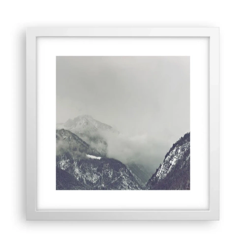 Poster in een witte lijst - Mistige vallei - 30x30 cm