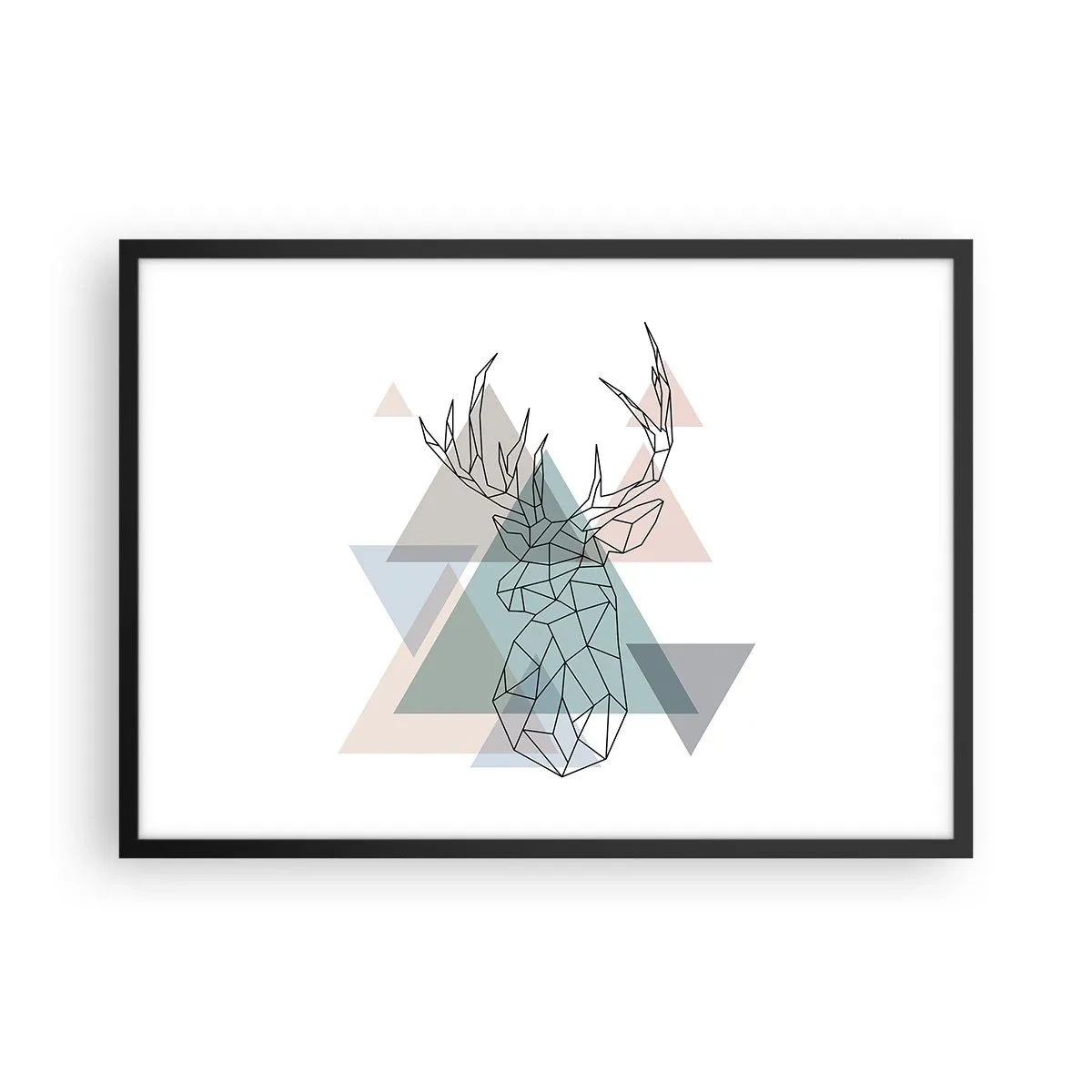 Poster in een zwarte lijst - In een geometrisch bos - 70x50 cm