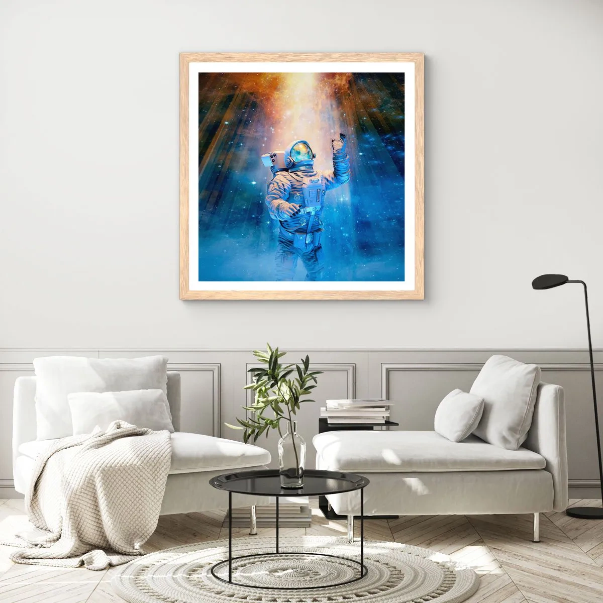 Een poster in een licht eiken lijst - Eindelijk aan het einde - 60x60 cm