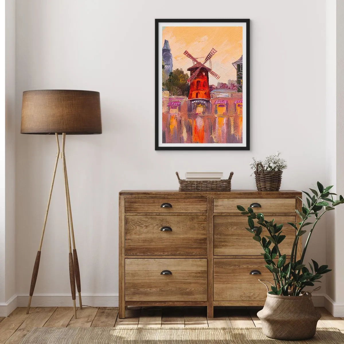 Poster in een zwarte lijst - Parijse iconen – Moulin Rouge - 40x50 cm