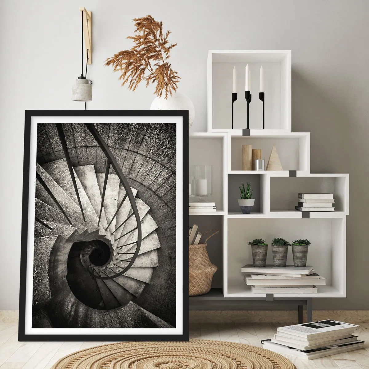 Poster in een zwarte lijst - De trap op, de trap af - 30x40 cm