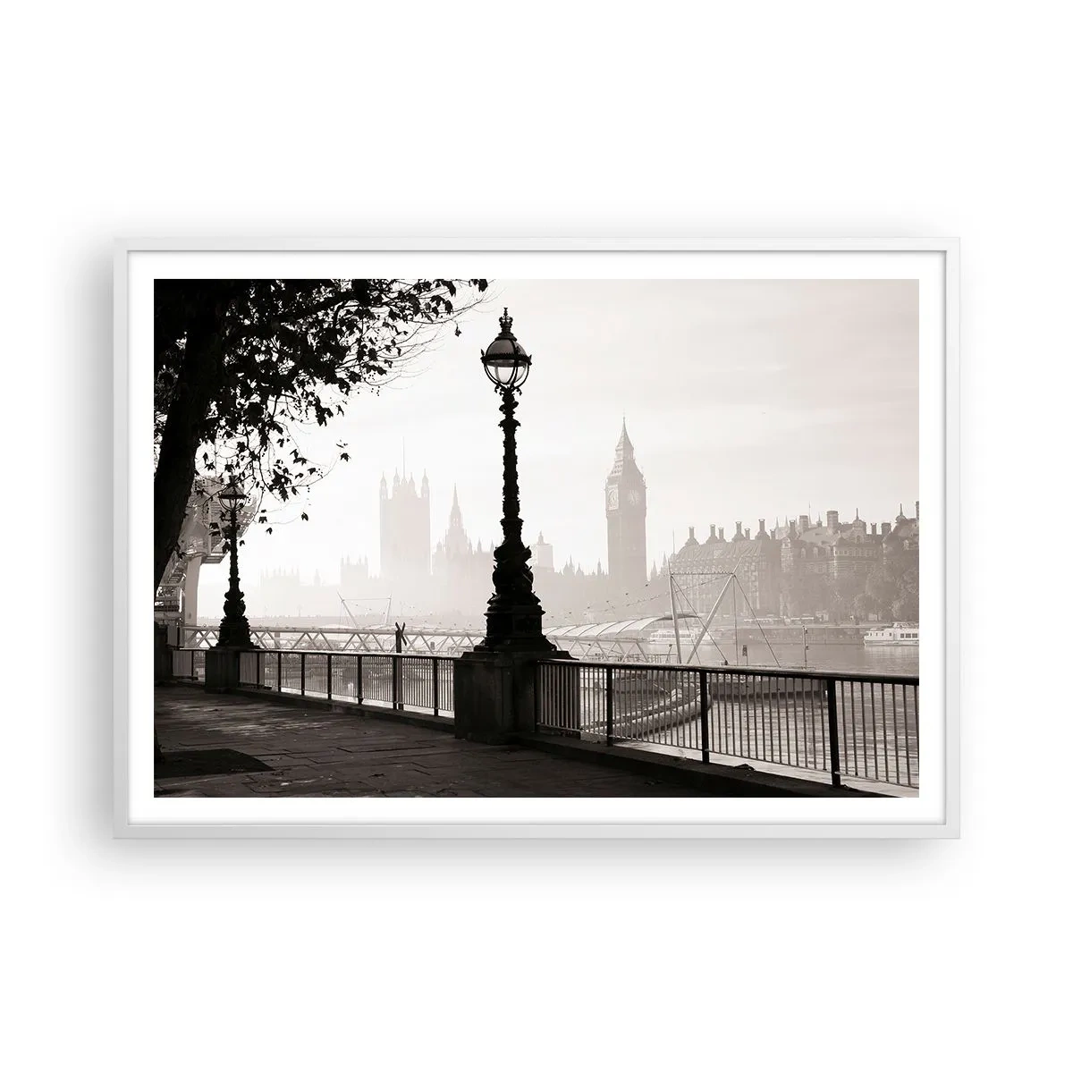 Poster in een witte lijst - Ochtend in Londen - 100x70 cm
