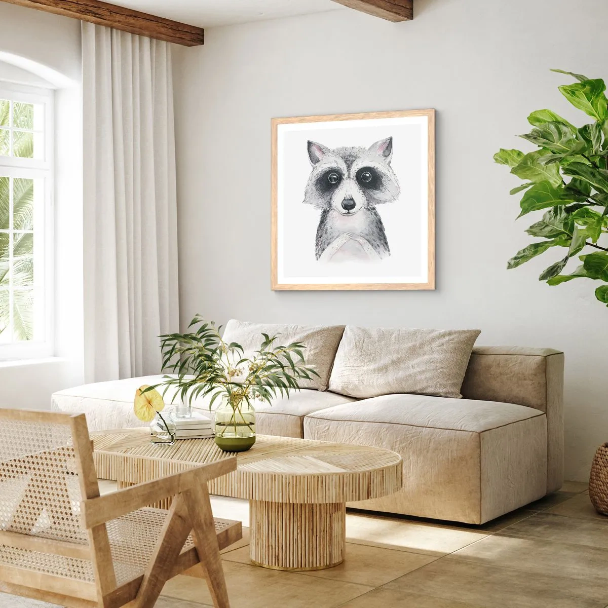 Een poster in een licht eiken lijst - Een moment om te verhuizen - 30x30 cm