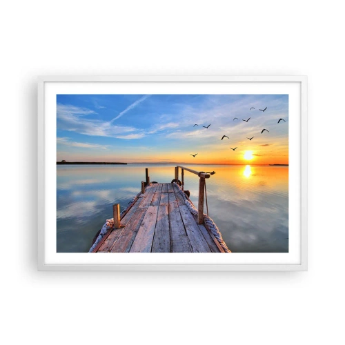 Poster in een witte lijst - Loop recht naar de zon - 70x50 cm