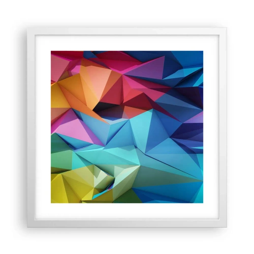 Poster in een witte lijst - Regenboog origami - 40x40 cm