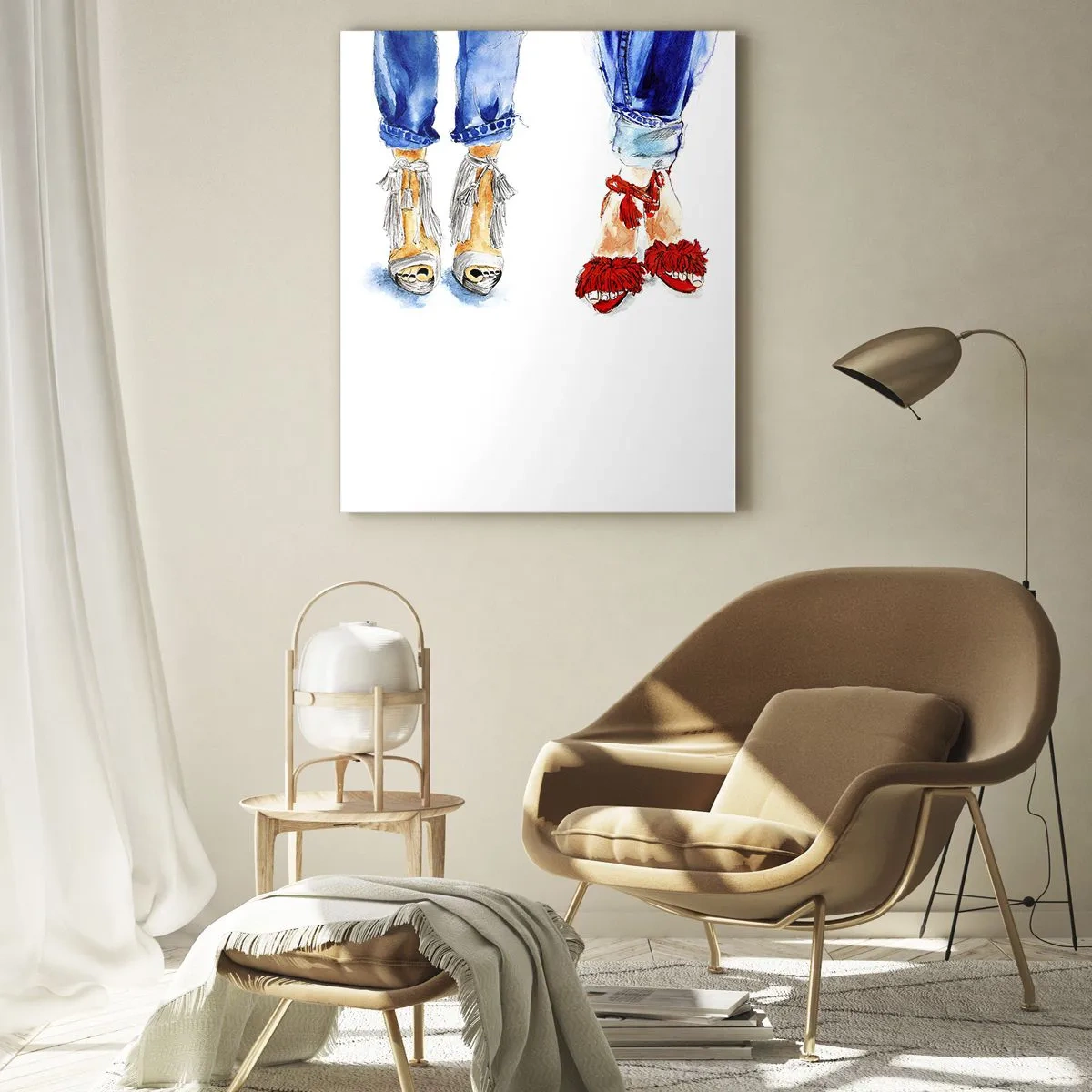 Schilderen op glas - Misschien gaan we wandelen? - 80x120 cm