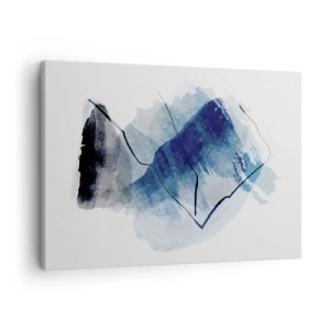 Schilderen op canvas - Abstracte vormen in blauwtinten met fijne lijnen - 70x50cm - Ijsberg - Moderne wanddecoratie voor woonkamer en slaapkamer ARTTOR
