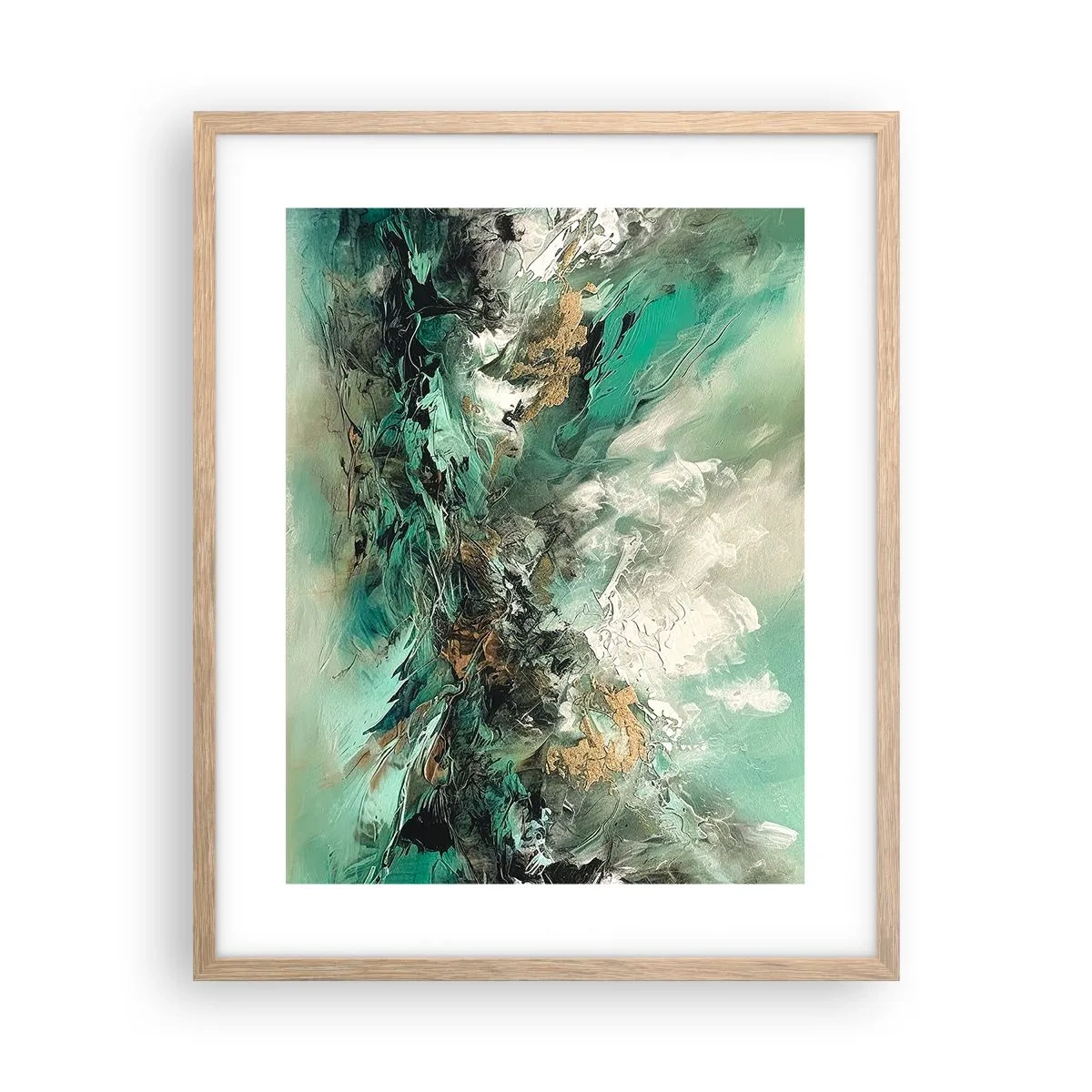 Een poster in een licht eiken lijst - Emerald en zwarte branding - 40x50 cm