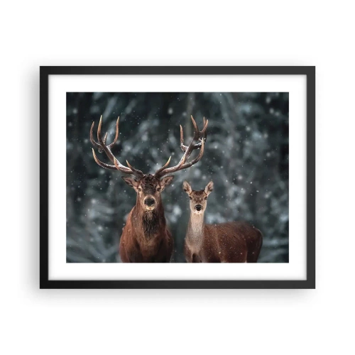 Poster in een zwarte lijst - Heer van het bos met zijn vrouw - 50x40 cm