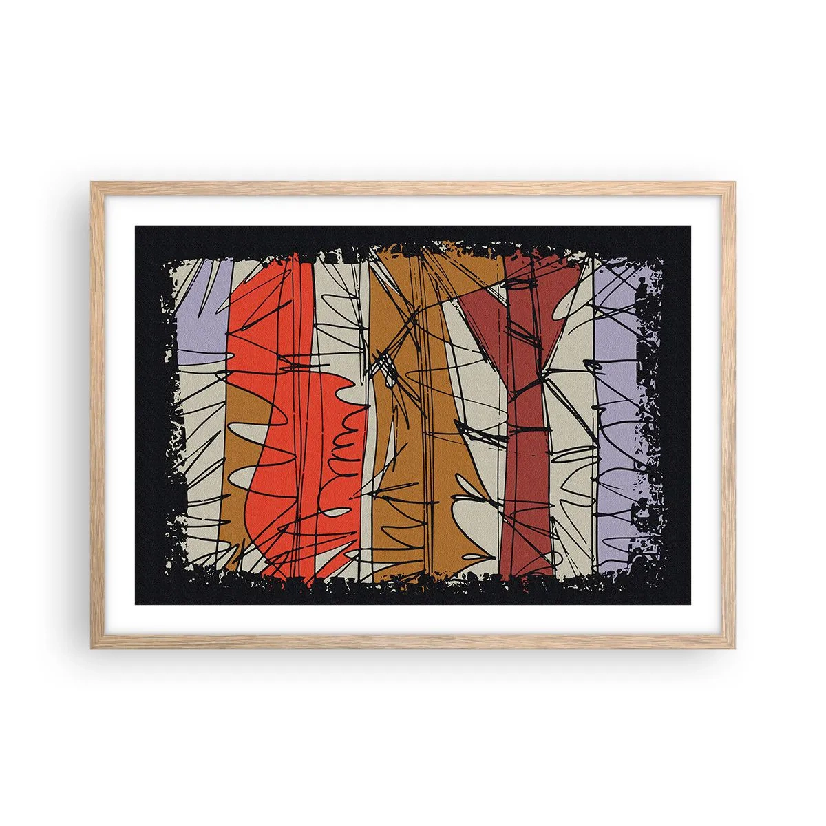 Een poster in een licht eiken lijst - Spontane compositie - 70x50 cm