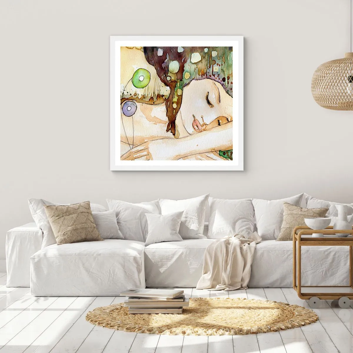 Poster in een witte lijst - Een smaragd-violette droom - 50x50 cm