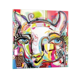 Schilderen op glas - De rijkdom van het middelbare schooldiploma van de kat - 60x60 cm