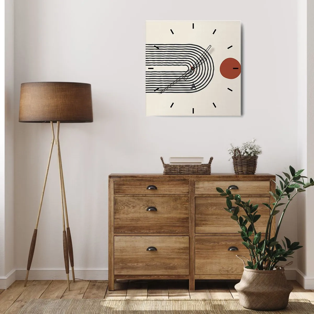 Wandklok - Klok - Magnetisme van vormen en kleuren - 30x30 cm