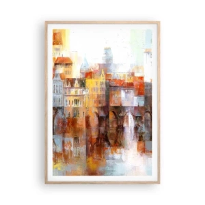 Een poster in een licht eiken lijst - Ook onder de brug is het mooi - 70x100 cm