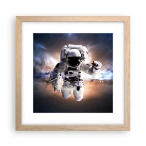Een poster in een licht eiken lijst - Groeten vanuit de ruimte - 30x30 cm