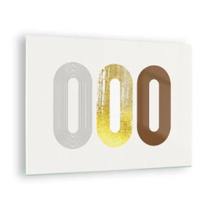 Schilderen op glas - Moderne geometrische afbeeldingen in goud en brons - 70x50cm - Oooo! - Moderne wanddecoratie voor woonkamer en slaapkamer ARTTOR