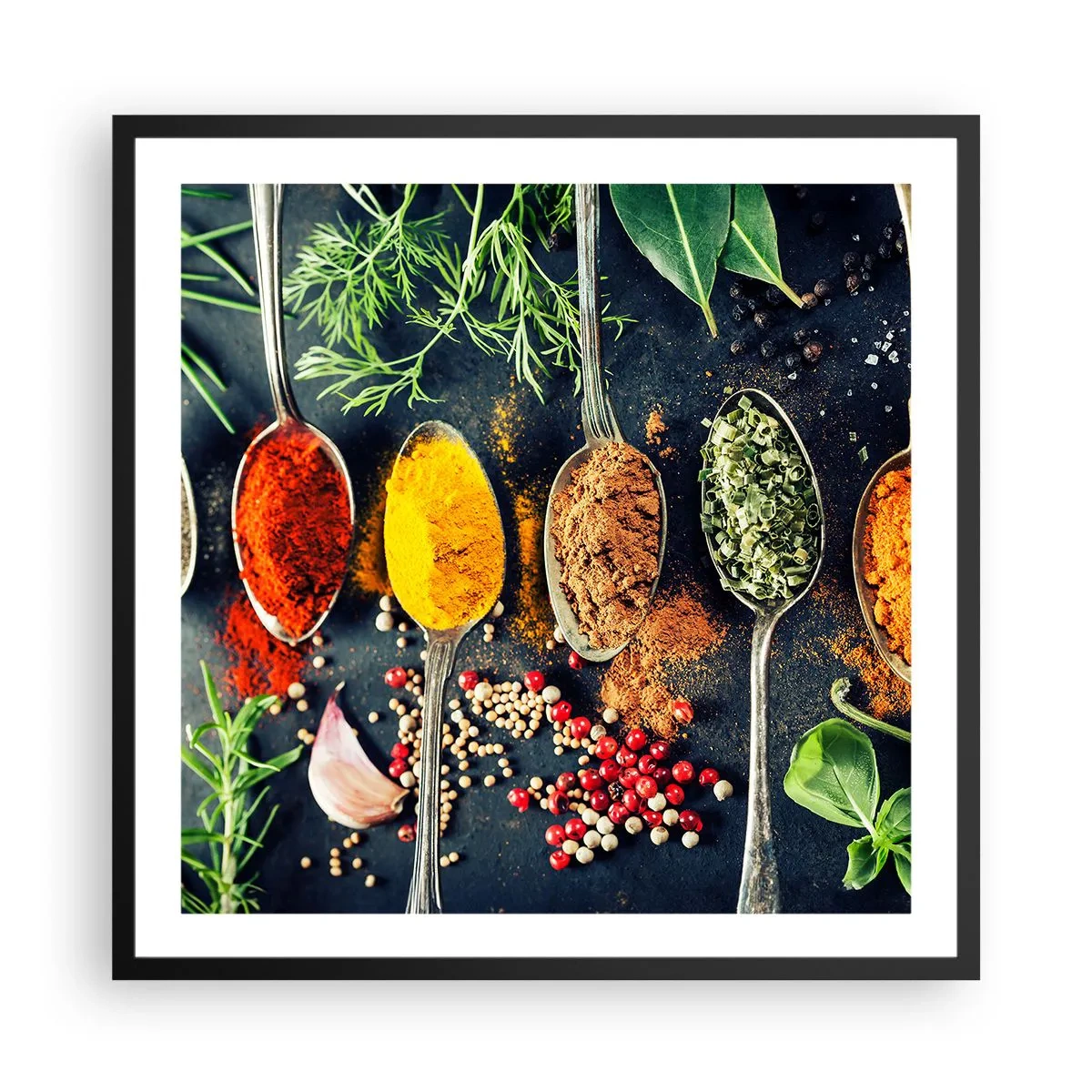 Poster in een zwarte lijst - Culinaire magie - 60x60 cm