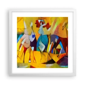 Poster in een witte lijst - Zon - leven - vreugde - 40x40 cm