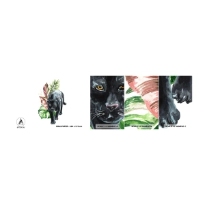 Fotobehang Monster Zelfklevend Deluxe Sticker - Wilde van het hart - Zwarte Panter, Dieren, Natuur - 100x30 cm