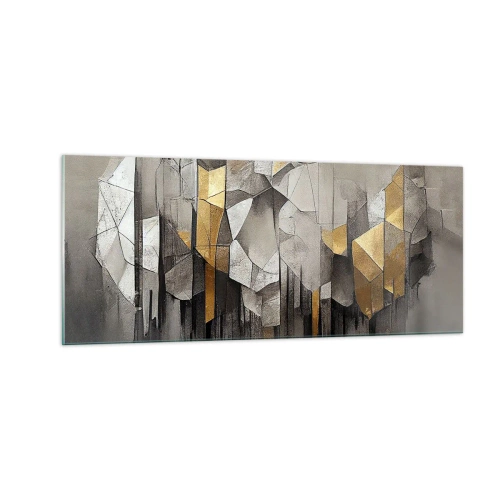 Schilderen op glas - Compositie van ijs en licht - 100x40 cm