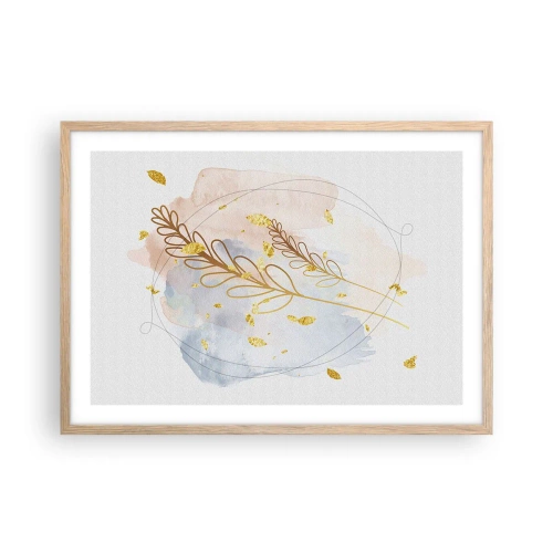 Een poster in een licht eiken lijst - Gouden explosie - 70x50 cm
