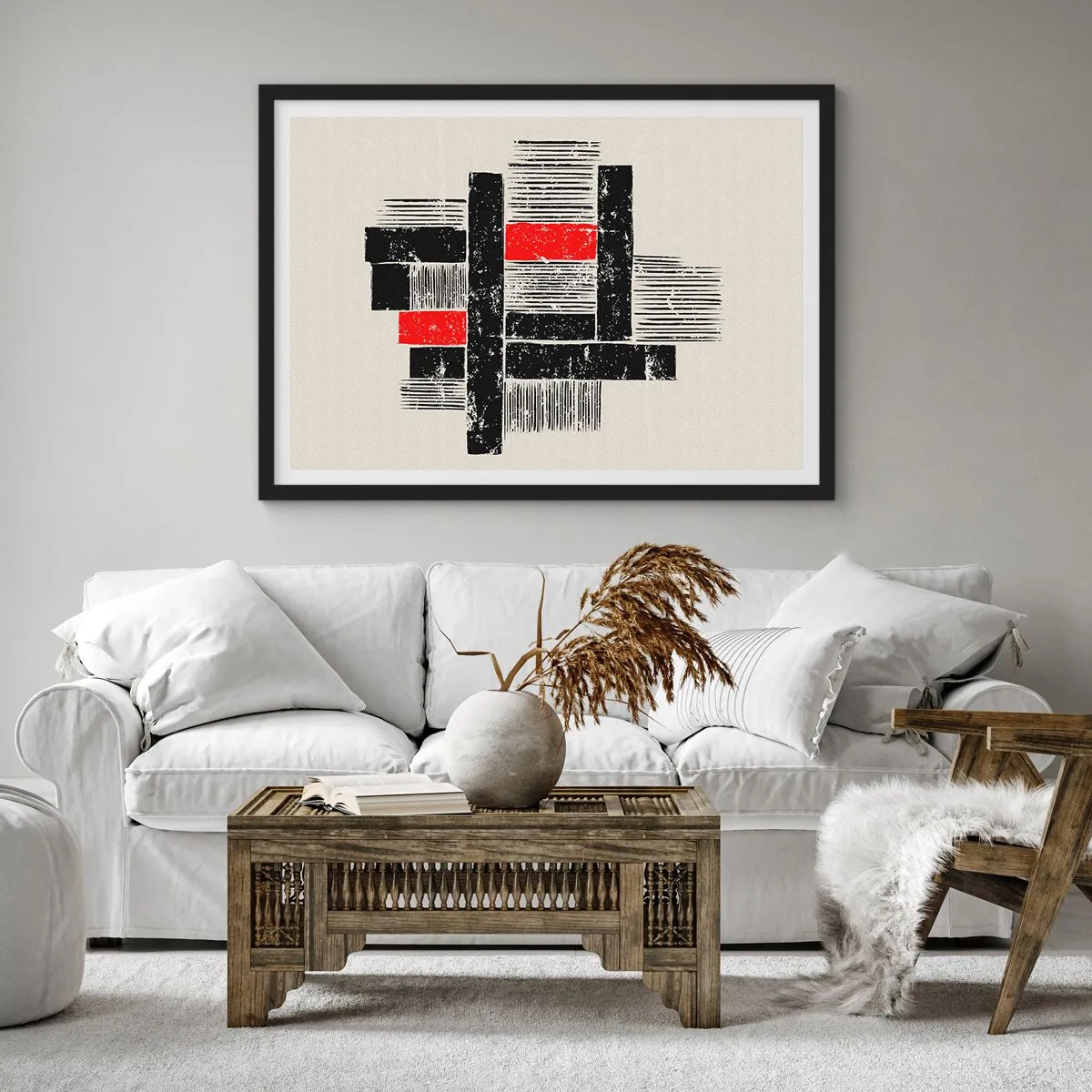 Poster in een zwarte lijst - Rood en zwart - 70x50 cm