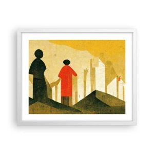 Poster in een witte lijst - Er is nog een lange weg te gaan - 50x40 cm