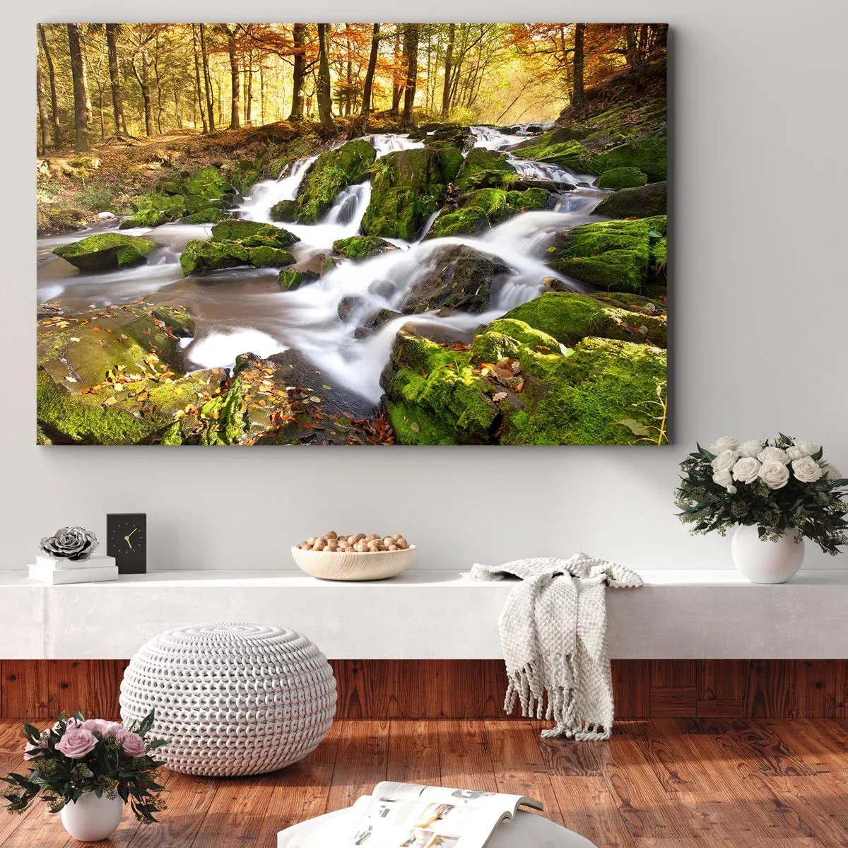 Schilderen op canvas - Snel door het herfstbos - 120x80 cm