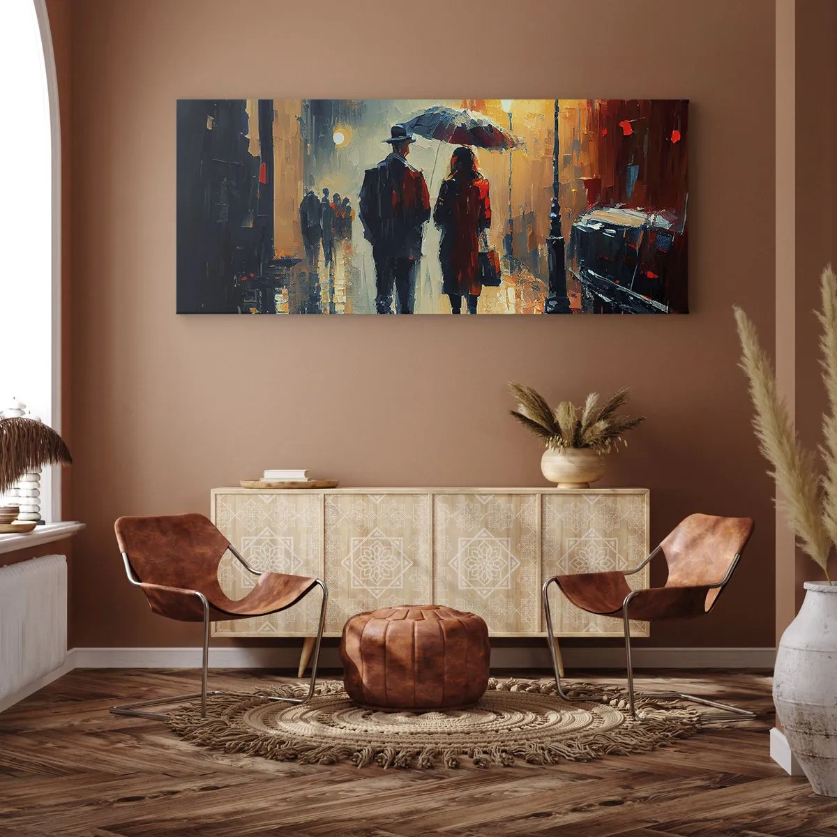 Schilderen op canvas - Stedelijk love strory - 100x40 cm