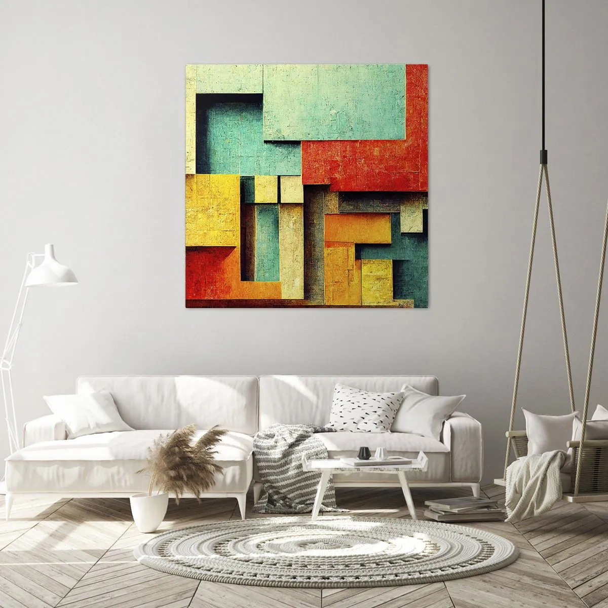 Schilderen op canvas - Festival van rechte hoeken - 40x40 cm