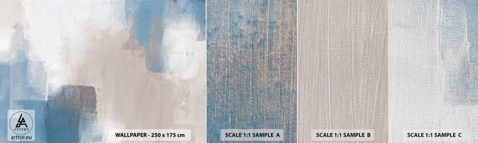 Fotobehang Monster Premium Canvas - Roze abstractie achter een blauw gordijn - Deel, Modern, Verven - 100x30 cm