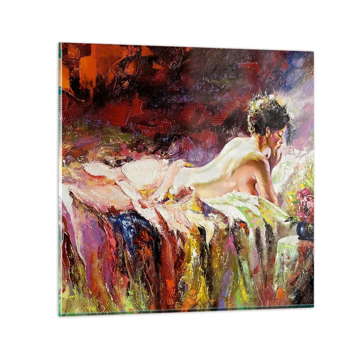 Schilderen op glas - Venus in gedachten - 30x30 cm