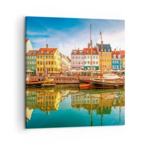 Schilderen op canvas - Over het water zo glad als een spiegel - 50x50 cm