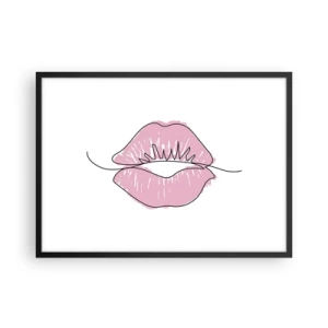 Poster in een zwarte lijst - Klaar om te kussen? - 70x50 cm