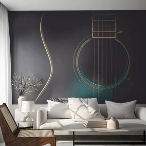 Fotobehang Standard Eco - Nog even voordat het klinkt - Gitaar, Muziek, Snaren - 400x280 cm