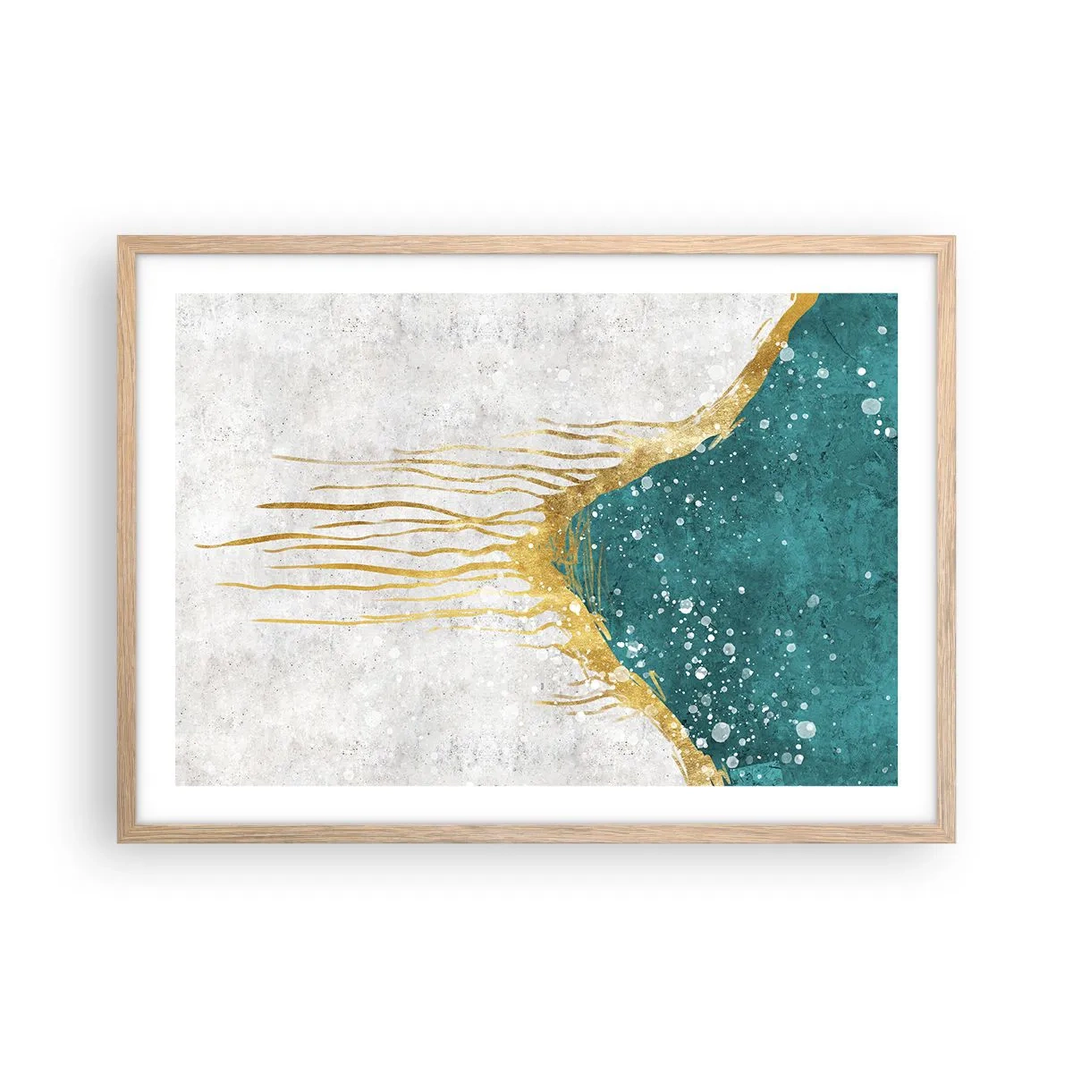 Een poster in een licht eiken lijst - Gouden vloed - 70x50 cm