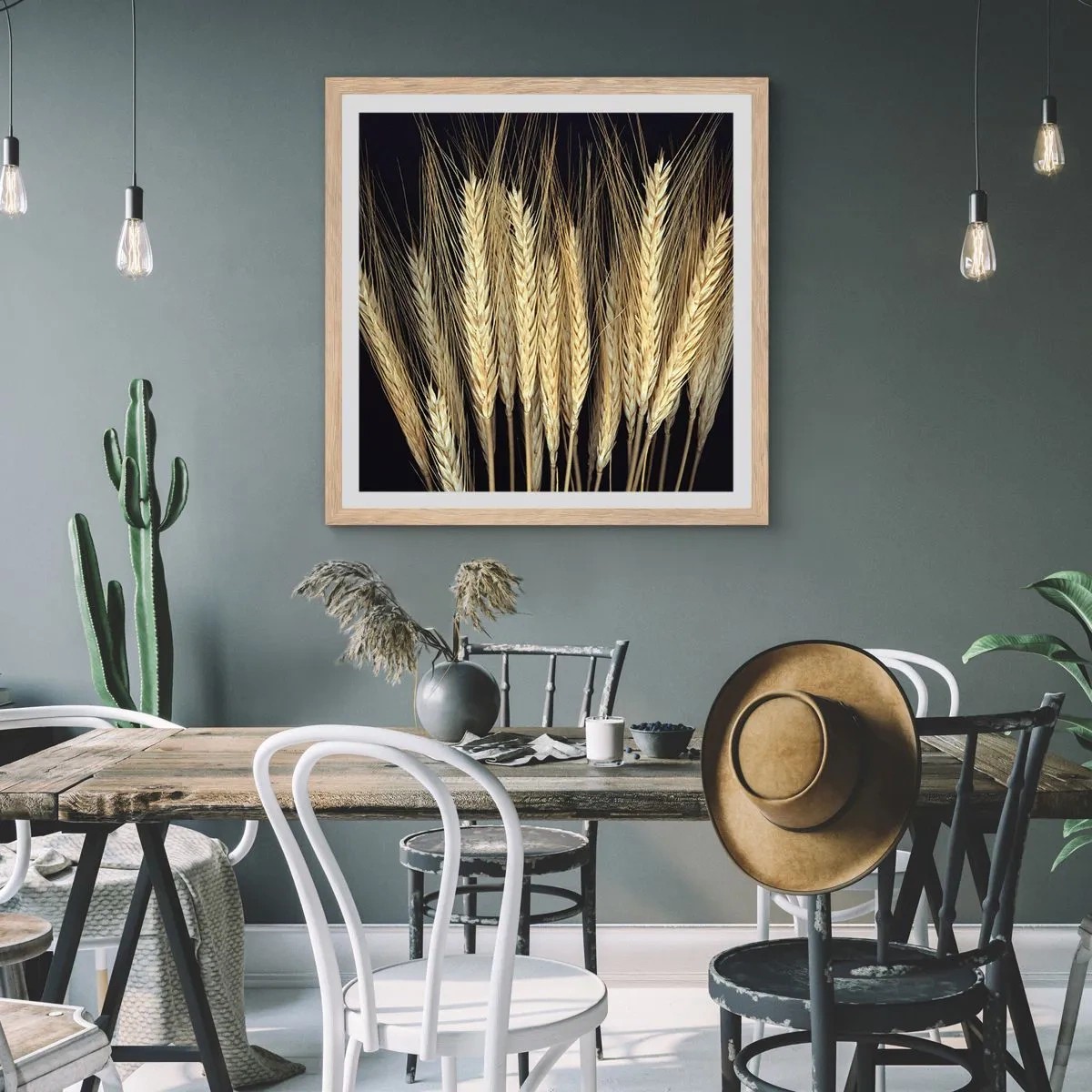 Een poster in een licht eiken lijst - Rustieke magie - 50x50 cm