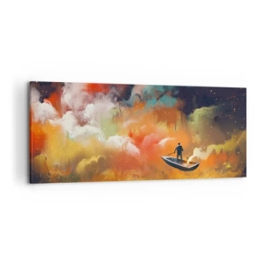 Schilderen op canvas - Met de boot door de sterrenstelsel - 120x50 cm