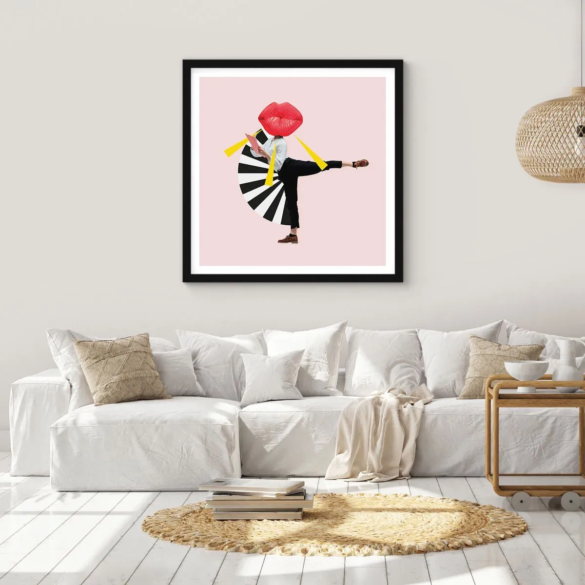 Poster in een zwarte lijst - Surrealistische pop-art - 40x40 cm