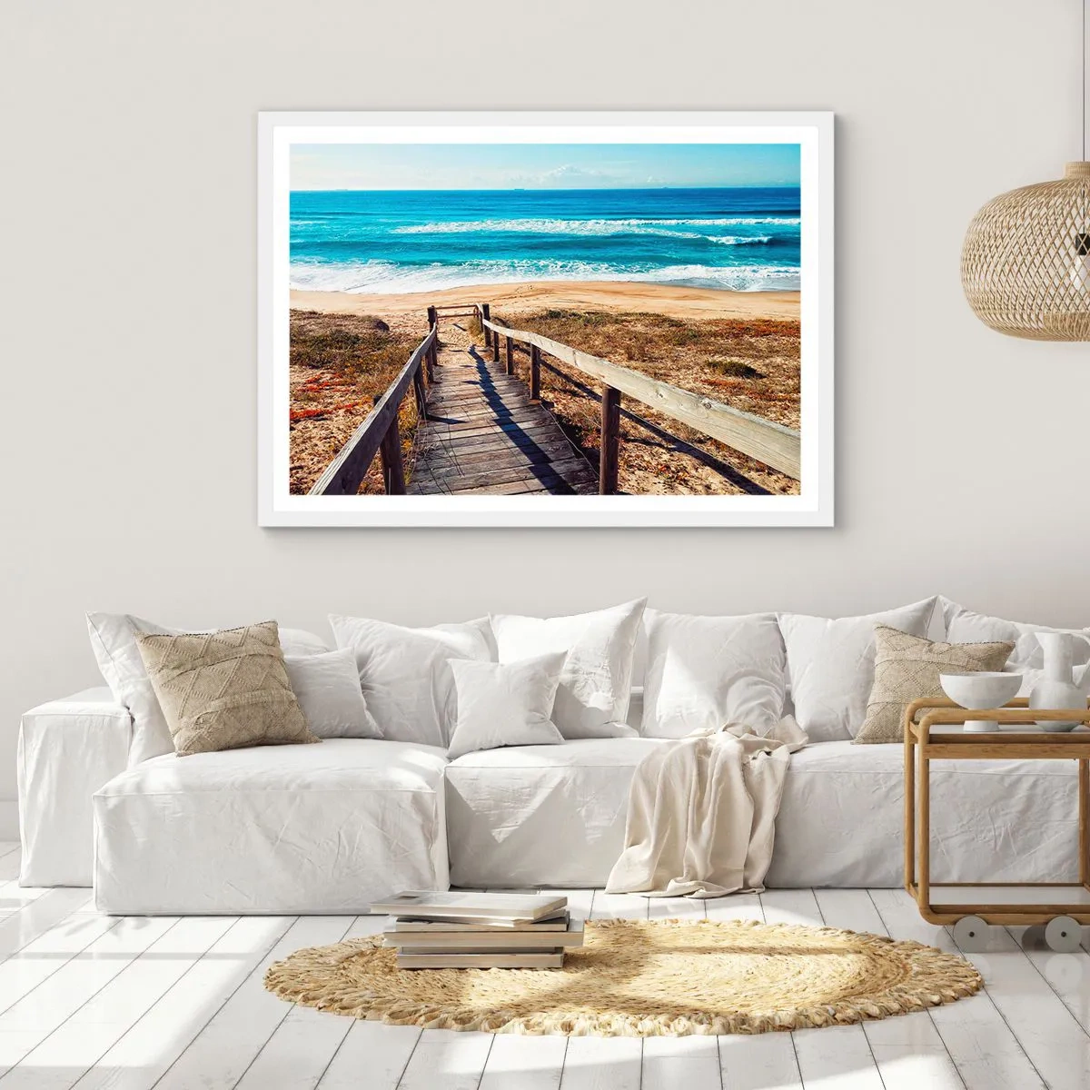 Poster in een witte lijst - Loop maar! - 100x70 cm