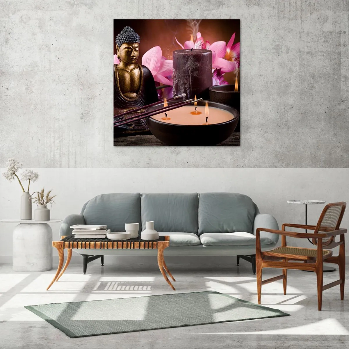 Schilderen op glas - Maak de geest leeg, kalmeer het lichaam - 40x40 cm