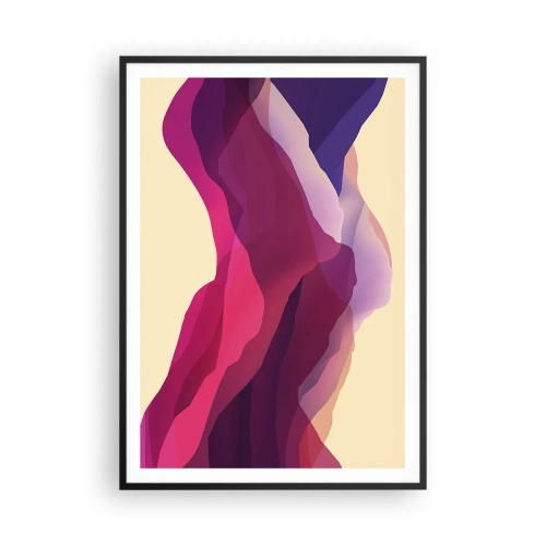 Poster in een zwarte lijst - Paarse golven - 70x100 cm
