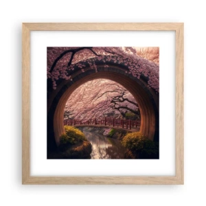 Een poster in een licht eiken lijst - Japanse lente - 30x30 cm